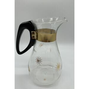 Vintage MCM Gold Starburst Pyrex Carafe 6 Cup No lid Read